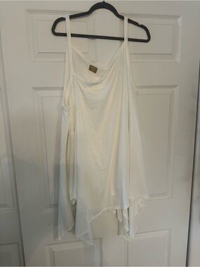 Free People white Asymmetrical Draped Tunic Tank Large